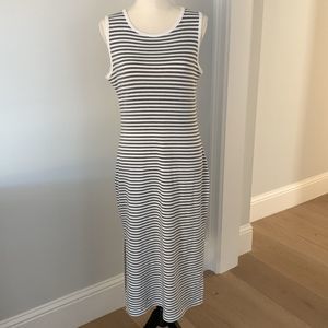 Steve Madden MIDI gray & white striped jersey dress